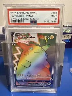 2020 Pokemon SWSH FA/Pikachu VMAX Vivid Voltage-Secret #188 PSA 9 - Image 1