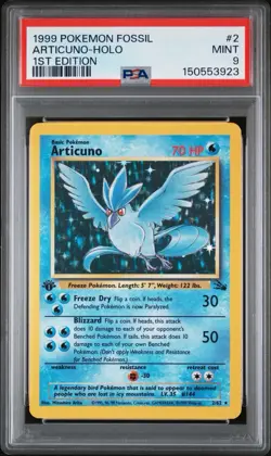 1999 POKEMON FOSSIL 1ST ED #2 ARTICUNO-HOLO PSA 9 - Image 1
