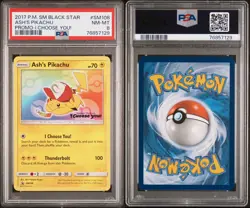 PSA 8 Ash's Pikachu Black Star Promo I Choose You! 2017 Pokemon #SM108 - Image 3