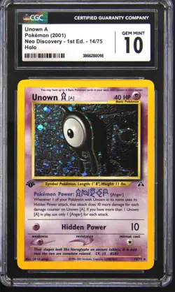 2001 POKEMON NEO DISCOVERY 1ST ED UNOWN A CGC 10 - Image 1