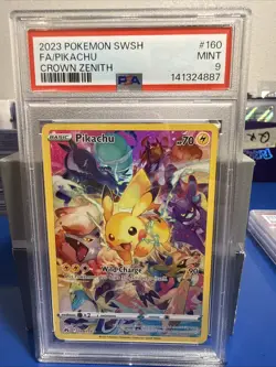 PSA 9 Pokemon Pikachu Crown Zenith Secret Rare 160/159 Alt Full Art SWSH 2023 MT - Image 1