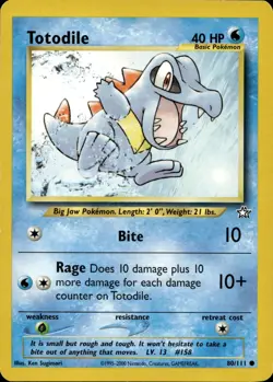 TOTODILE 80/111 COMMON NEO GENESIS POKEMON UNLIMITED MP - Image 2