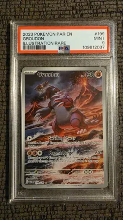 2023 Pokemon SV Paradox Rift Groudon IR Illustration Rare #199/182 PSA 9 - Image 1