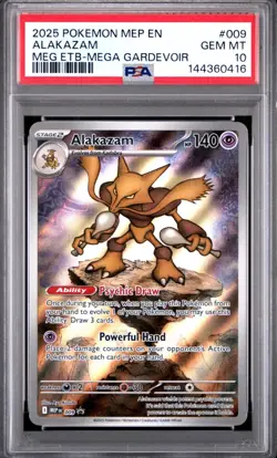 2025 POKEMON MEP EN-ME BLACK STAR PROMO #009 ALAKAZAM PSA 10 - Image 1