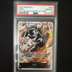 Sabo 2024 One Piece ST13 - Black & White Alt. Art Leader #001 PSA 10 Low Pop! - Image 1