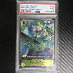 2025 ONE PIECE PROMOS ONE PIECE DAY DALLAS #113 RORONOA ZORO PSA 9 - Image 1