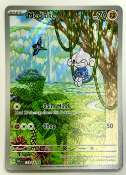 Pokemon Card Meditite 153/142 Stellar Crown Illustration Rare Near Mint - Image 1