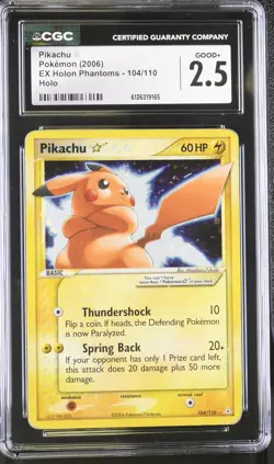 CGC 2.5 Pikachu Gold Star 2006 EX Holon Phantoms 104/110 Holo Pokemon Card - Image 1