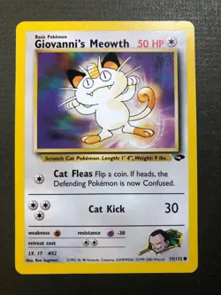 Pokemon Giovanni's Meowth - 74/132 - Gym Challenge - Common Sml Crease Left Side - Image 1