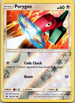 Porygon #103/147 Reverse Holo SM - Burning Shadows Pokemon NM - Image 1