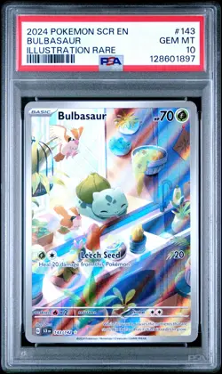 2024 POKEMON SCR EN-STELLAR CROWN ILLUSTRATION RARE #143 BULBASAUR PSA 10 - Image 1