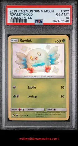Pokemon Hidden Fates Rowlet SV2 PSA 10 - Image 1