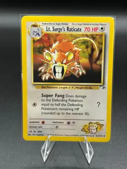 Pokemon Lt. Surge’s Raticate 51/132 Gym Hereos WOTC - Image 1