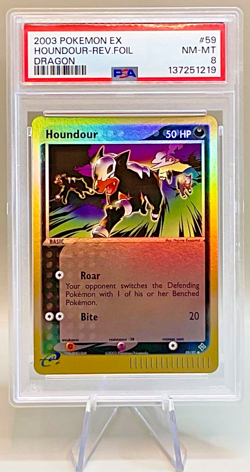 Pokemon Houndour #59/97 Reverse Holo - 2003 EX Dragon Set - PSA 8 NM-MT! - Image 1