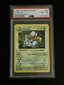1999 Pokemon Game Ivysaur Shadowless #30/102 WOTC PSA 8 NM-MT Card - Image 1