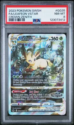 2023 POKEMON SWORD & SHIELD CROWN ZENITH #GG35 FULL ART/LEAFEON VSTAR PSA 8 - Image 1