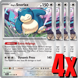 4x Hop's Snorlax 117/159 x4 - Journey Together - Pokemon TCG - Holo Rare - Image 1
