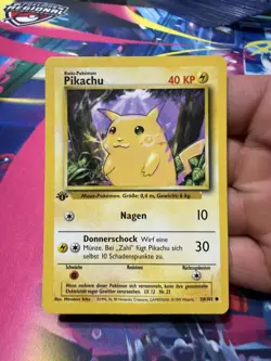 *DMG* PIKACHU 1999 Pokemon Base Set 1st Edition German #58/102 YELLOW CHEEKS - Image 1