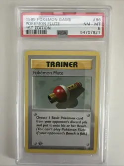 Pokemon 1st Edition PSA 8 Pokemon Flute 086/102 Base Set (Shadowless) - Image 1