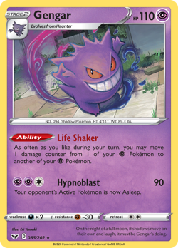 GENGAR 085/202 HOLO RARE SWORD & SHIELD POKEMON HOLO LP - Image 1