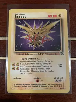 Zapdos 30/62 Non Holo Fossil 1999 Pokemon Card Rare LP - Image 1