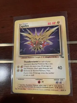Zapdos 30/62 Non Holo Fossil 1999 Pokemon Card Rare LP - Image 2