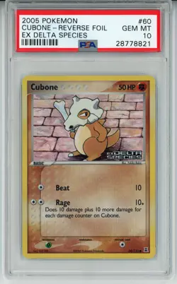 2005 POKEMON EX DELTA SPECIES CUBONE #60 REVERSE PSA 10 GEM MINT #28778821 - Image 1
