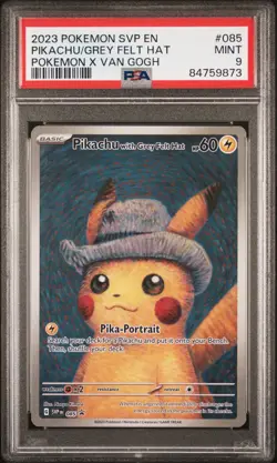 Pikachu with Grey Felt Hat PSA 9 Mint Van Gogh Pokemon - Image 1
