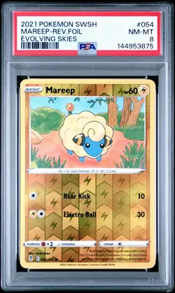 2021 Pokemon SWSH Evolving Skies Mareep Reverse Foil #054 PSA 8 NM-MT - Image 1