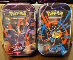 2x Pokemon Mega Heroes Mini Tins Lugia & Lucario Sealed Booster Packs 2025 - Image 1