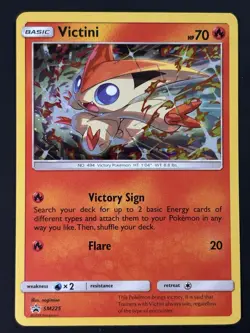Pokemon TCG Victini SM225 Cosmos Holo Black Star Promo HD Swirl NM - Image 5