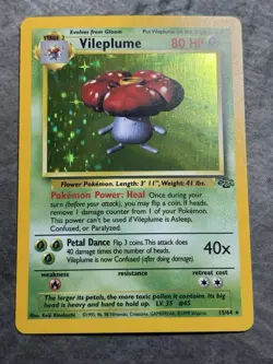 Pokemon Vileplume 15/64 Jungle Holo 1999 WOTC Unlimited NM/LP - Image 1