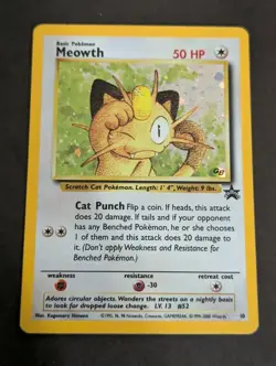 Pokemon Card MEOWTH |Game Boy Holo / BLACK STAR PROMO-Rare | Card #10 Vintage MP - Image 1