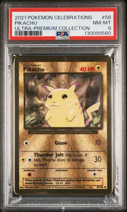 PSA 8 - 2021 Pokemon Celebrations UPC PIKACHU Gold Metal Card #58 (3772) - Image 1