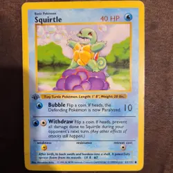 Squirtle 1st Edition Base Set Pokemon Card #63/102 NM condition - Image 1