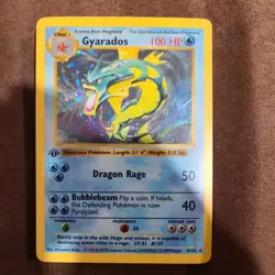 Pokemon TCG English NM 1st Edition Shadowless Gyarados 6/102 Holo Rare Card WOTC - Image 1
