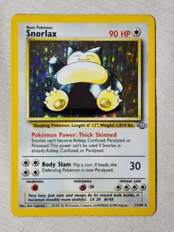 Played (LP) Snorlax -Holo #11 Jungle Pokemon TCG - Image 1