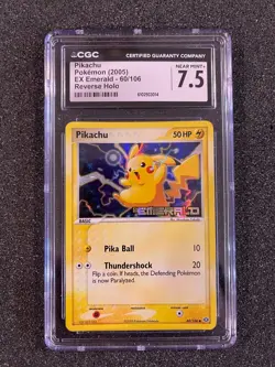CGC 7.5, Pikachu 60/106 EX Emerald Reverse Holo, 2005 Pokemon TCG - Image 1