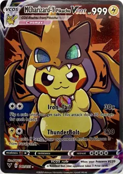 MCharizard-Y Pikachu V Mega Cosplay Pokemon TCG YWGS Custom Fan Art Holo Card - Image 1
