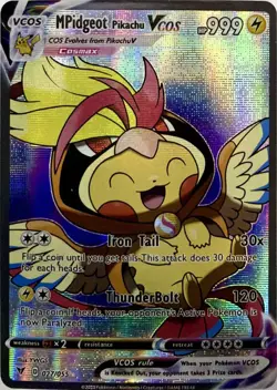 MPidgeot Pikachu V Mega Cosplay Pokemon TCG YWGS Custom Fan Art Holo Card - Image 1