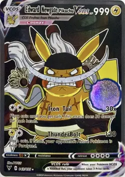 Edward Newgate Pikachu One Piece Cosplay Pokemon TCG YWGS Custom Fan Art Holo - Image 1