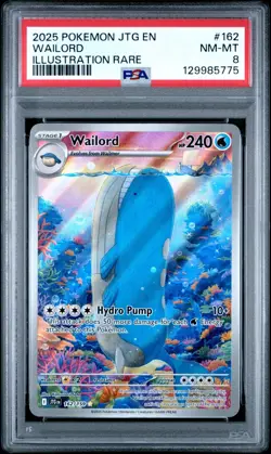 2025 POKEMON JTG EN-JOURNEY TOGETHER ILLUSTRATION RARE #162 WAILORD PSA 8 - Image 1