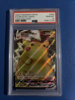 2020 Pokemon TCG SWSH Vivid Voltage Pikachu VMAX Full Art 044/185 PSA 10 - Image 1