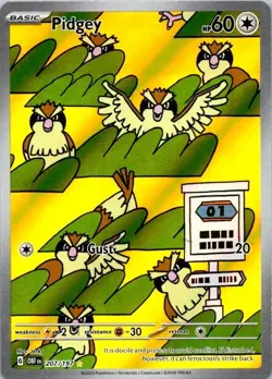 Pidgey 207/197 Holo Illustration Rare Obsidian Flames Pokemon Card NM (SKU 1-5) - Image 1