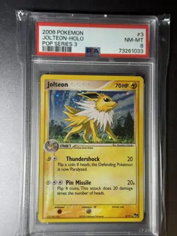 2006 POKEMON POP SER 3 #3 JOLTEON-HOLO PSA 8 - Image 1