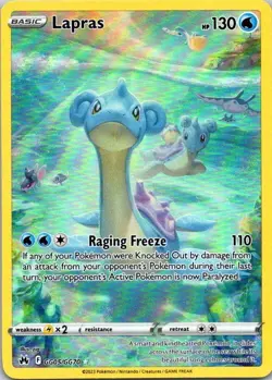 Pokemon TCG Lapras GG05/GG70 Crown Zenith: Galarian Gallery Holo NM (SKU 1-5) - Image 1