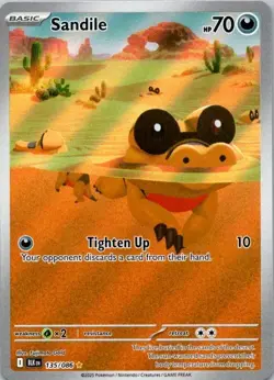 Pokemon TCG - Sandile 135/086 Illustration Rare SV: Black Bolt NM (SKU 1-5) - Image 1