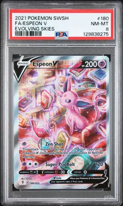 2021 POKEMON SWORD & SHIELD EVOLVING SKIES #180 FULL ART/ESPEON V PSA 8 - Image 1
