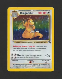 1999 Pokemon Fossil Dragonite Holo 4/62 HP Vintage WOTC - Image 1