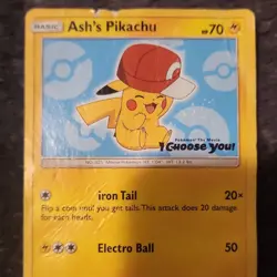Pokemon Ash's Pikachu SM113 Sm HP70 Promo Iron Tail Electro Ball English - Image 1